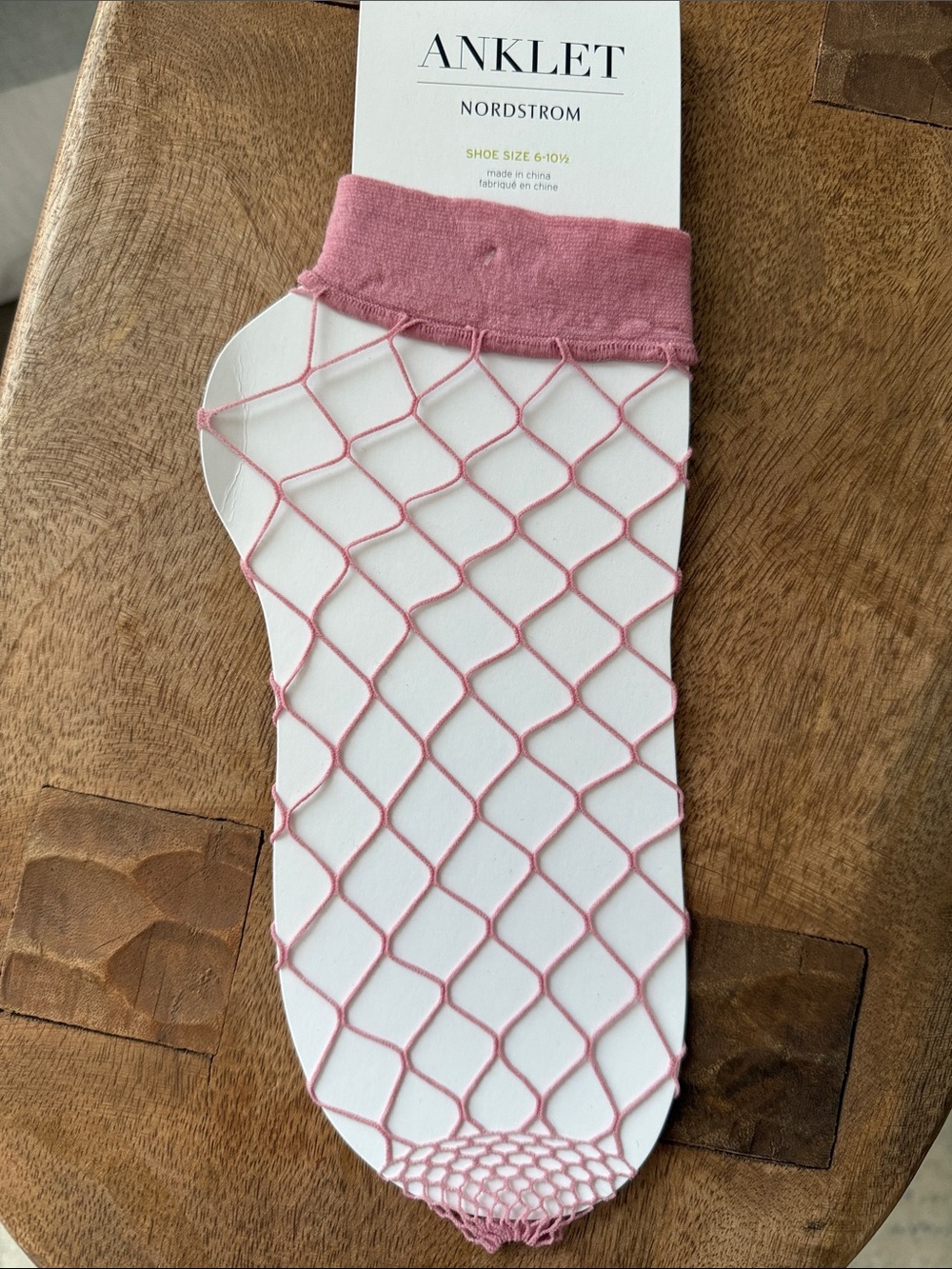 Nordstrom Pink Fishnet Anklet Sock with Solid Cuff